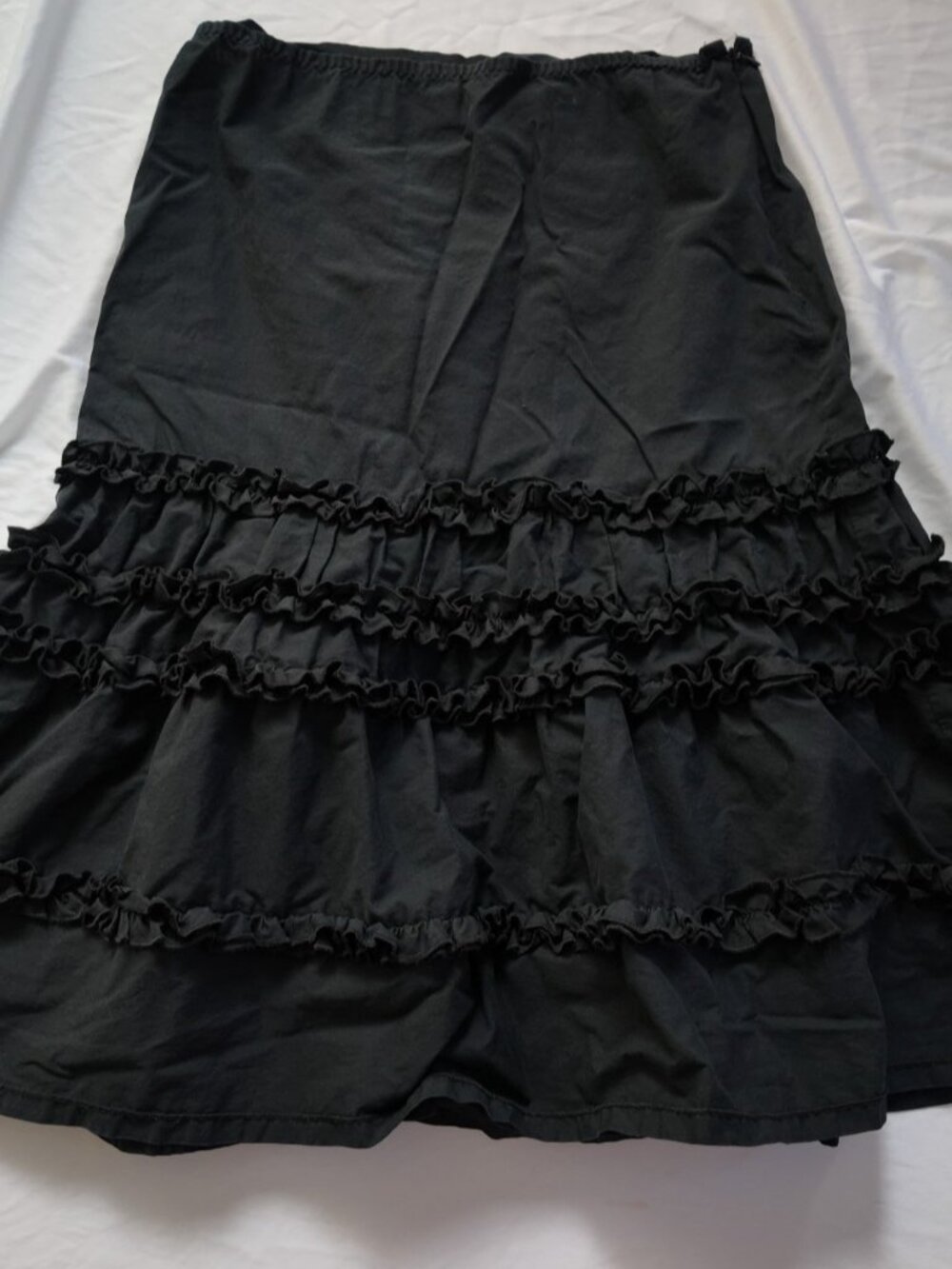Loft Ruffle Maxi Skirt Boho Whimsygoth Cotton Solid Black Size Small S